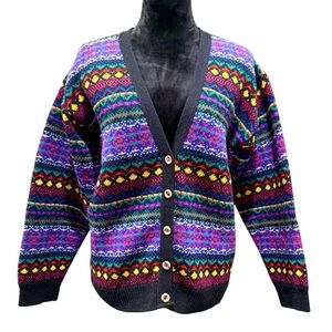 Madrigal Wool Sweater Vintage Lambswool Scotland Multicolor Woman's Small Medium